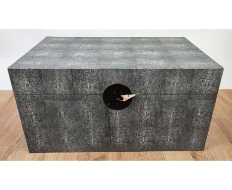 OKA TRUNK, 77cm x 46cm x 40cm H, with a rising lid in a shagreen style finish. 