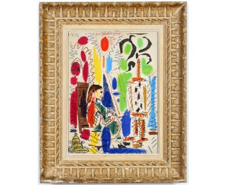 PABLO PICASSO, L'Atelier De Cannes, rare lithograph printed in colours on wove paper, signed and dated in the plate 1958, Mou