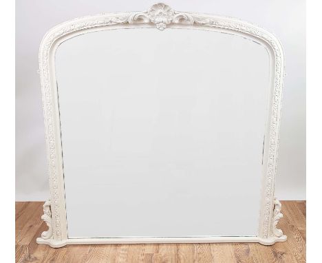 OVERMANTLE WALL MIRROR, Continental style, white painted frame. 