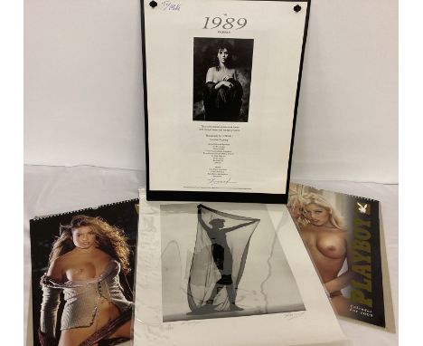 2 adult erotic pieces from Howard Photography, signed by Howard together with 2 Playboy calendars. 1989 board back Howard cal