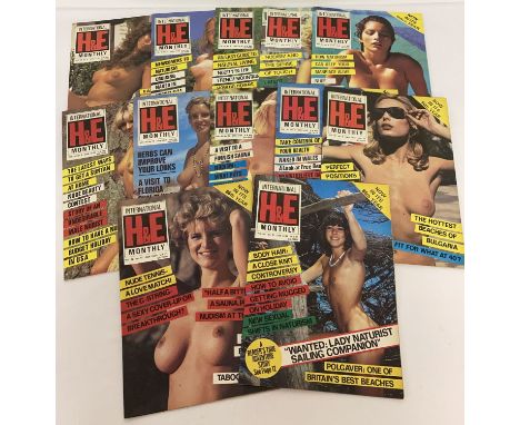 12 vintage issues of International H &amp; E Monthly, naturist magazine. All in very good condition. 