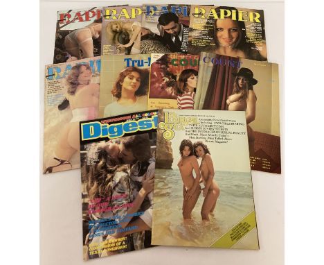 10 assorted vintage adult erotic magazines, to include 5 issues of Rapier. Lot also includes: Count, Tru-Blue, Whitehouse Dig