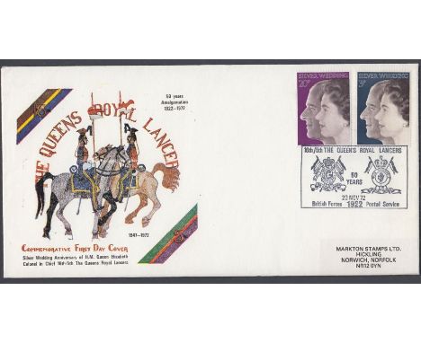 STAMPS FIRST DAY COVERS: 1972 Silver Wedding Royal Lancers Official cover 