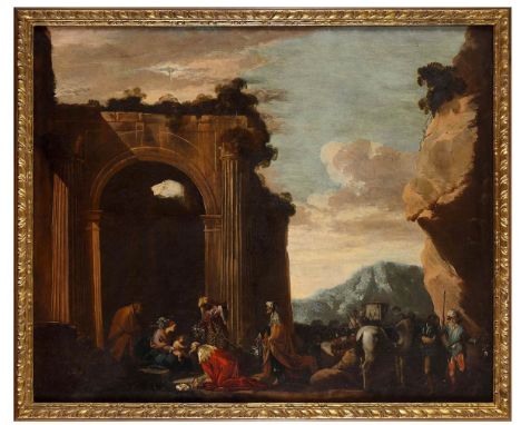 NEAPOLITAN SCHOOL, HALF OF THE 17th CENTURYThe Adoration of the MagiOil on canvas, cm. 126x157. FramedThe painting is accompa