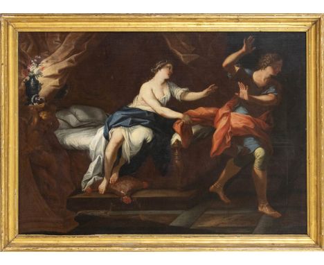 ROMAN SCHOOL, FIRST HALF OF THE 18th CENTURYJoseph and the wife of PotipharOil on canvas, cm. 98,5x135,5. Framed