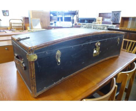 A Victorian leather bound coaching trunk 
