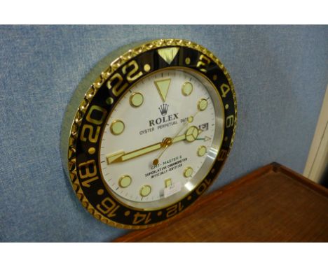 A Rolex dealer's display wall clock 
