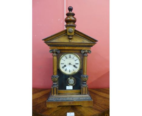 A 19th Century German walnut architectural cased mantel clock 