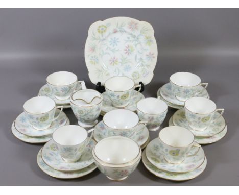 A Minton part tea and coffee service decorated in the Vanessa pattern, approximately thirty pieces.