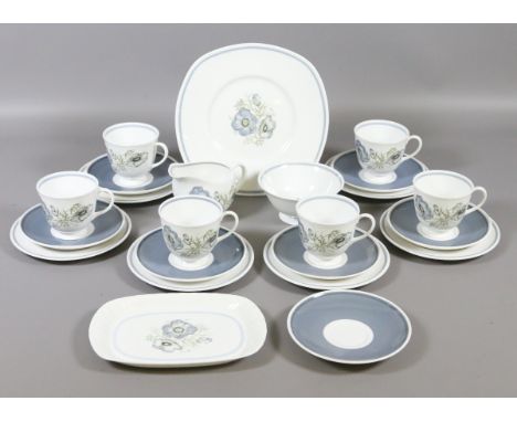 A Susie Cooper six part tea service decorated in the Glen mist design.