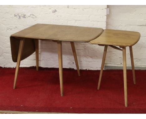 An Ercol Golden Dawn dropleaf table with shaped extension/occasional table.