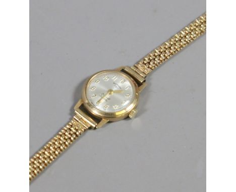 A ladies 9ct gold Rotary twenty one jewel incabloc wristwatch and strap, 18.84 grams.