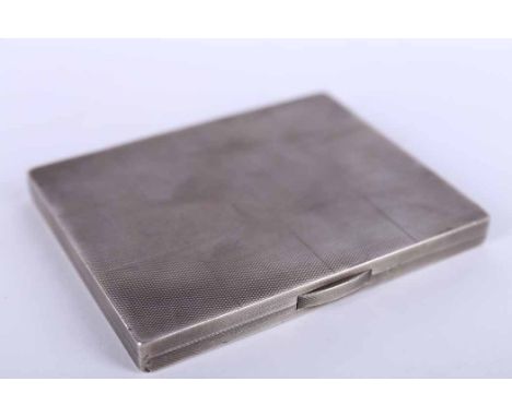 ATTRACTIVE ART DECO SILVER CIGARETTE CASE
makers William Base & Sons, Birmingham 1930, square engraved engine turned design t