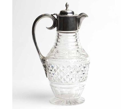 LATE 19TH CENTURY SILVER PLATED CLARET JUG
maker William Hutton & Son(s) of Sheffield, circa 1864-1893, plain collar, lid and