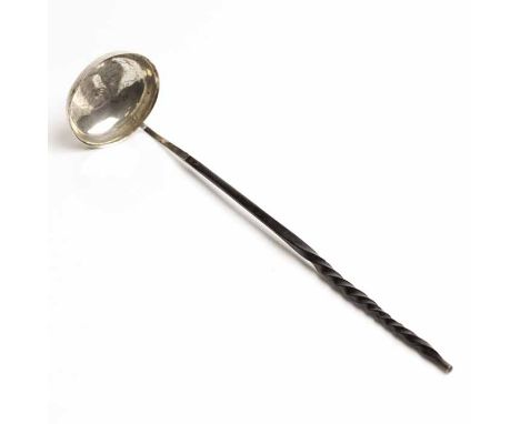 LATE 18TH/EARLY 19TH CENTURY SILVER PUNCH LADLE
unmarked, bowl back similar to Hanoverian pattern, bowl engraved with initial