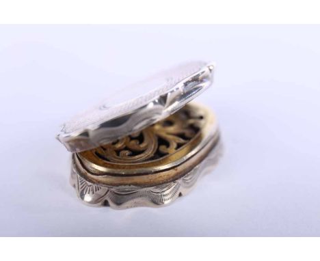 LATE VICTORIAN SILVER VINAIGRETTE
maker George Unite, Birmingham 1898, of lozenge form with engine turned design to lid and b