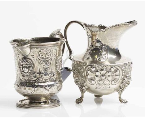 WILLIAM IV SILVER CREAM JUG
maker John James Keith, London 1831, attractively moulded and chased with masks and c-scroll desi