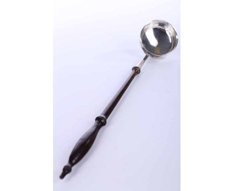 LATE GEORGIAN SILVER PUNCH LADLE
circa late 18th/early 19th century, makers mark 'ID', turned wooden handle, 37.5cm long 