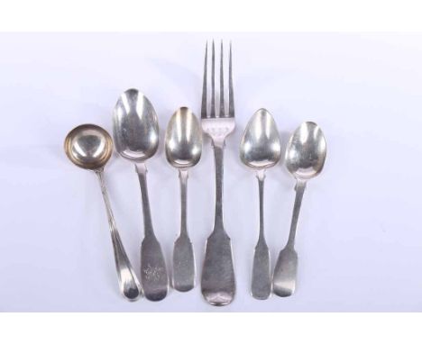 LOT OF GEORGIAN AND VICTORIAN SILVER FLATWARE
including a George III small sauce ladle, maker George Smith (III) & William Fe