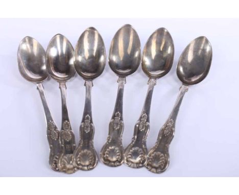 MATCHED SET OF SIX SCOTTISH VICTORIAN KINGS PATTERN TEASPOONS
four with maker's mark 'A M & Co', Glasgow 1843, two with maker