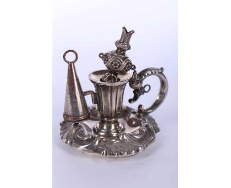 VICTORIAN SILVER CHAMBERSTICK
maker Henry Wilkinson & Co, Sheffield assay mark, Victorian duty mark, likely acted as a lid of