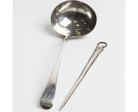 GEORGE III SILVER LADLE
maker's mark partially rubbed, possibly George Smith (III) & William Fearn, London 1795, handle engra