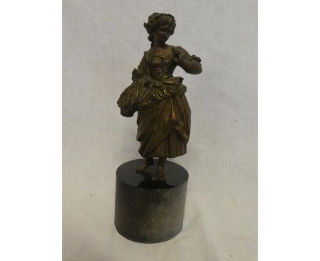 A 19th Century bronze figure of a classical female 7½" high on black marble plinth