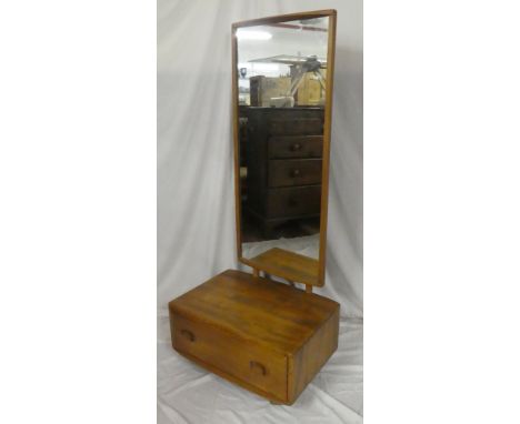 A 1960's/70's Ercol light elm dressing table with long dressing mirror and base drawer