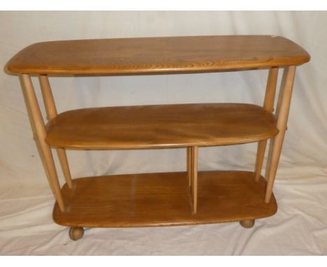 A 1960's/70's Ercol light elm three tier mobile trolley