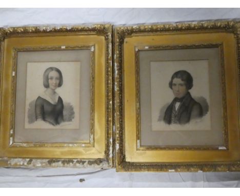 Morosini - pastel/pencilBust portrait of a lady & gentleman, signed, 12" x 9" (a pair)