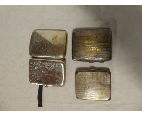 A silver rectangular cigarette case with engine turned decoration and two other various silver rectangular cigarette cases (3