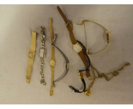 A ladies gilt wristwatch by Seiko, ladies Rotary wristwatch and six various ladies wristwatches