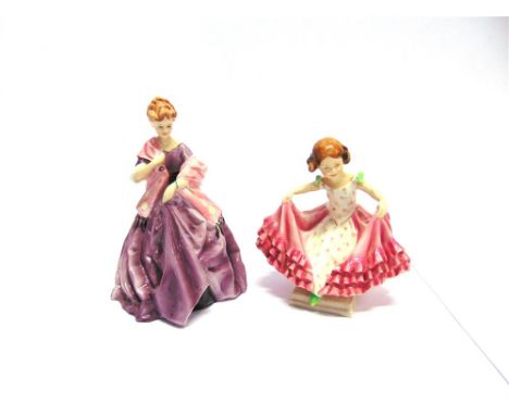 TWO ROYAL WORCESTER F G DOUGHTY FIGURINES:  3629 'First Dance' 18cm high and 3360 'The Curtsey' 14.5cm high
