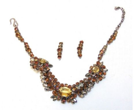 CHRISTIAN DIOR, A PASTE NECKLACE of brown and colourless pastes, dated 1958, 37cm long, plus two removed sections 6.5cm long 