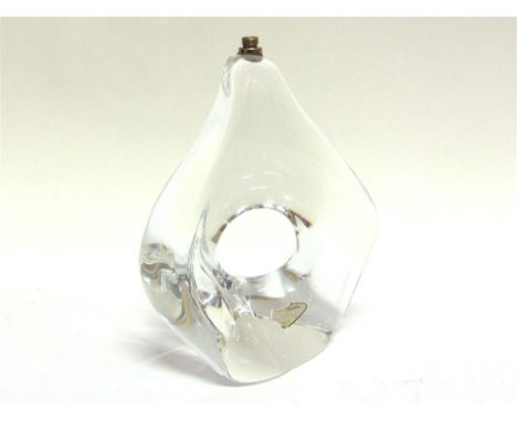 A DAUM CRYSTAL GLASS TABLE LAMP BASE,  etched script 'Daum France' and original label, 21.5cm high 