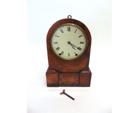 AN 8-DAY MANTLE CLOCK  in figured walnut case, 25.5cm wide 38cm high