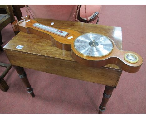 A XIX Century Mahogany Rectangular Shaped Commode, on turned legs; together with a mahogany three dial aneroid barometer. (2)