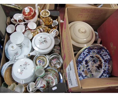 Noritake 'Margot' Tea Service, including tea pot 'Queen Anne' and gilt coffee services, Langley, Denby etc:- Two Boxes