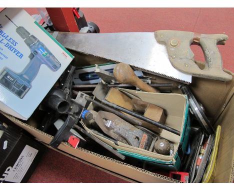 Thos Wales &amp; Sons, Sheffield Screwdriver, Stanley plane, block plane, tape measure, Swallow cordless drill-driver and scr