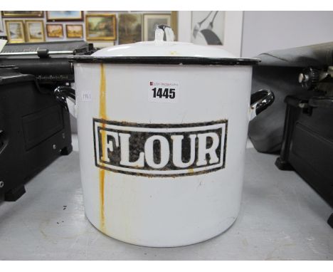 A XX Century Vintage Enamel Flour Bin.
