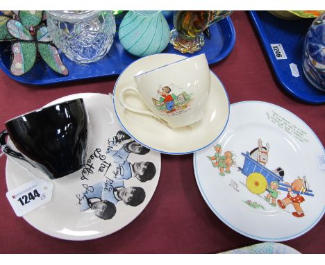 Beatles T.V Saucer, by Washington pottery and cup, Mabel Lucie Attwell plate, child's cup and saucer by Burleigh.