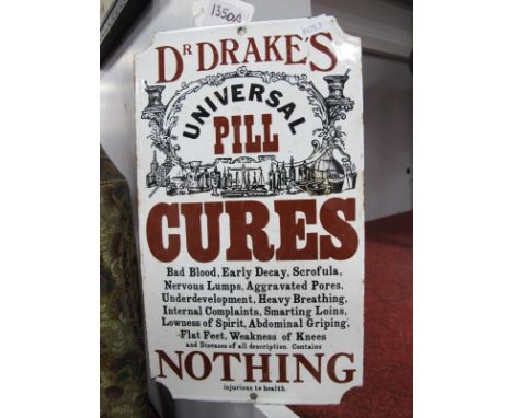 Dodo Design Handpainted Porcelain Enamel Sign "Dr Brakes Universal Pill Cures".