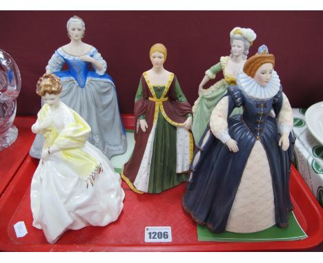 Four Franklin Porcelain Models - Catherine the Great, Marie Antoinette, Elizabeth I and Isabella of Spain; a Royal Worcester 