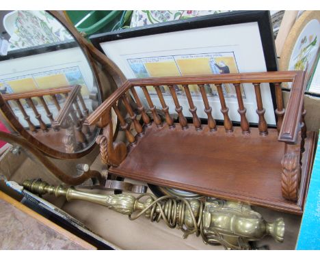 A XIX Century Clock Barometer, dressing table swing mirror, Annie Tempest limited edition framed print, brass table lamp base