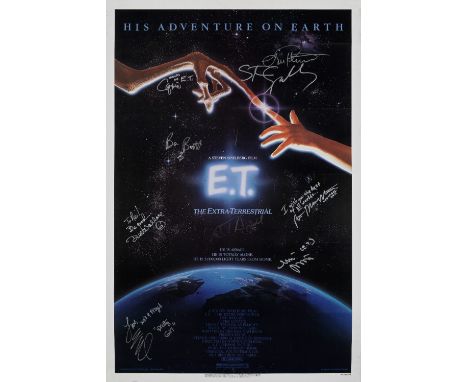 ET: An autographed Promotional Poster, Universal, 1982, U.S. one-sheet poster, signed in silver metallic ink by Steven Spielb