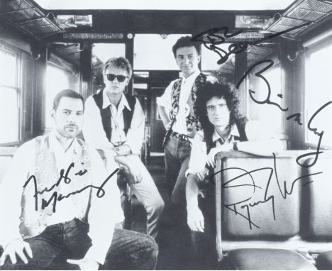 Queen: An Autographed Publicity Photograph, circa 1989, the black and white portrait signed in black felt-tip by Freddie Merc