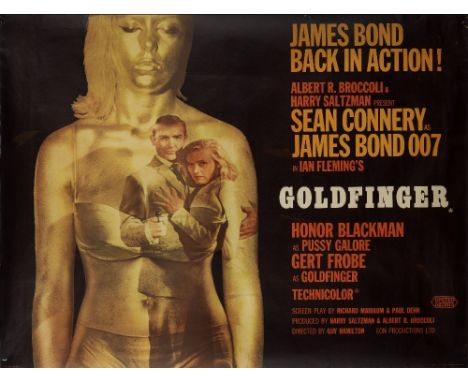Goldfinger Eon Productions, 1964, British quad poster, Style 'A', artwork by Robert Brownjohn, rolled,  30in x 40in (76cm x 1