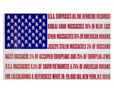 John Lennon &amp; Yoko Ono: A 'USA Surpasses All The Genocide' Poster, early 1970s, artwork by George Maciunas, printed on pa