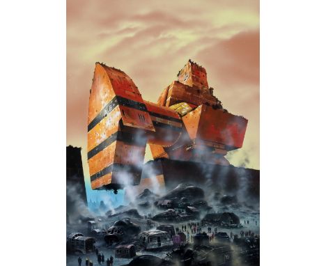 Chris Foss (British, born 1946): City Gates Original Artwork Used For The Cover Of Isaac Asimov's 'Earth Is Room Enough', cir