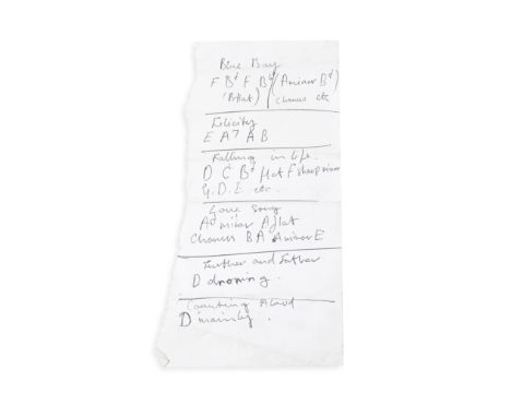 Edwyn Collins: A Handwritten Chord Chart For Songs By The Nu-Sonics/Orange Juice, circa 1976, the torn piece of plain paper h